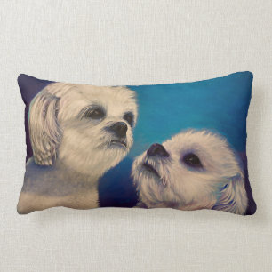 Coussin Rectangle Chiots blancs maltais