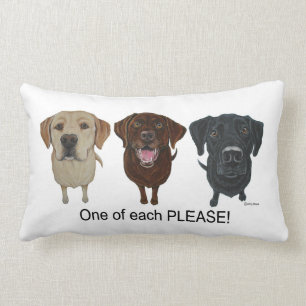Coussin Rectangle Chocolate, yellow and Black Labrador Retriever
