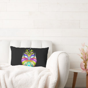 Coussin Rectangle Chouette noire couleur Cyan Deux regards en un