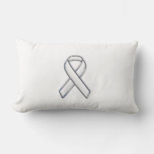 Coussin Rectangle Chrome Style White Ribbon Awareness