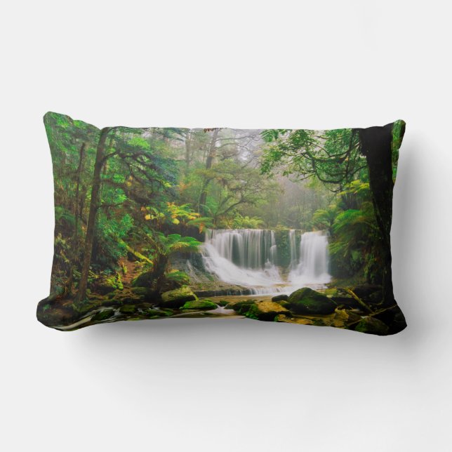 Coussin Rectangle Chutes de fer à cheval entourées de forêt tropical (Recto)