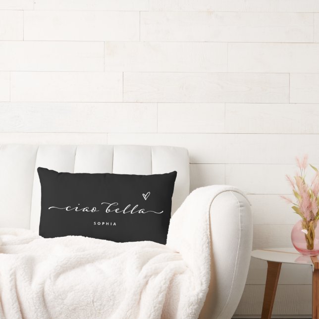 Coussin Rectangle Ciao Bella | Script moderne italien avec coeur (Canapé)