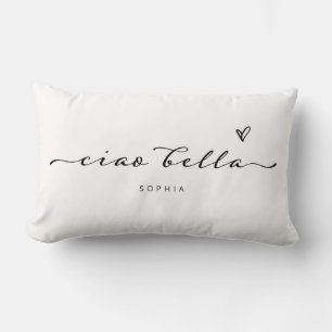 Coussin Rectangle Ciao Bella Script moderne italien avec coeur