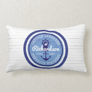 Coussin Rectangle cinquantième Capitaine Nautical Rope Anchor Helm