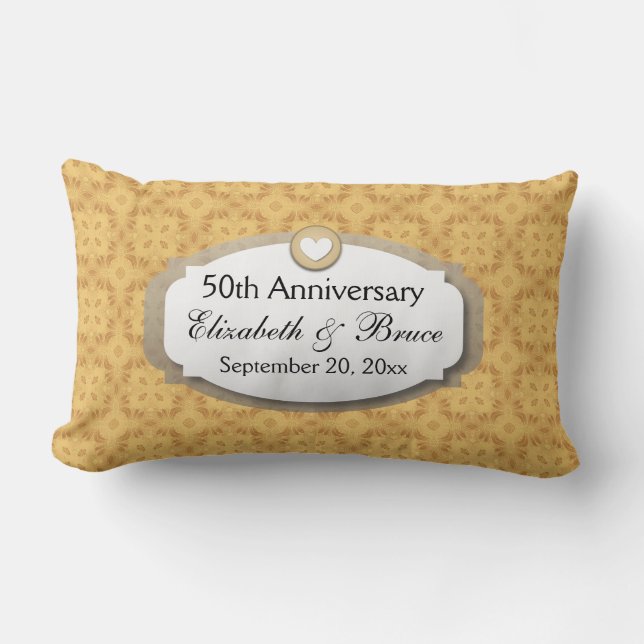 Coussin Rectangle cinquantième Or Z05 d'anniversaire de mariage (Recto)