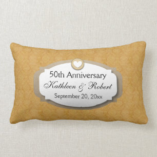 Coussin Rectangle cinquantième Or Z10 d'anniversaire de mariage