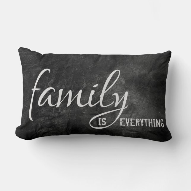 Coussin Rectangle Citation de famille sur arrière - plan en cuir noi (Recto)