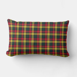 Coussin Rectangle Clan Buchanan Tartan vert, jaune et rouge