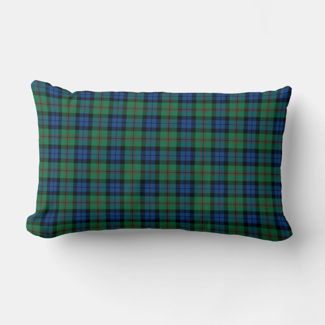 Coussin Rectangle Clan écossais Dundas vert clair et bleu (Recto)