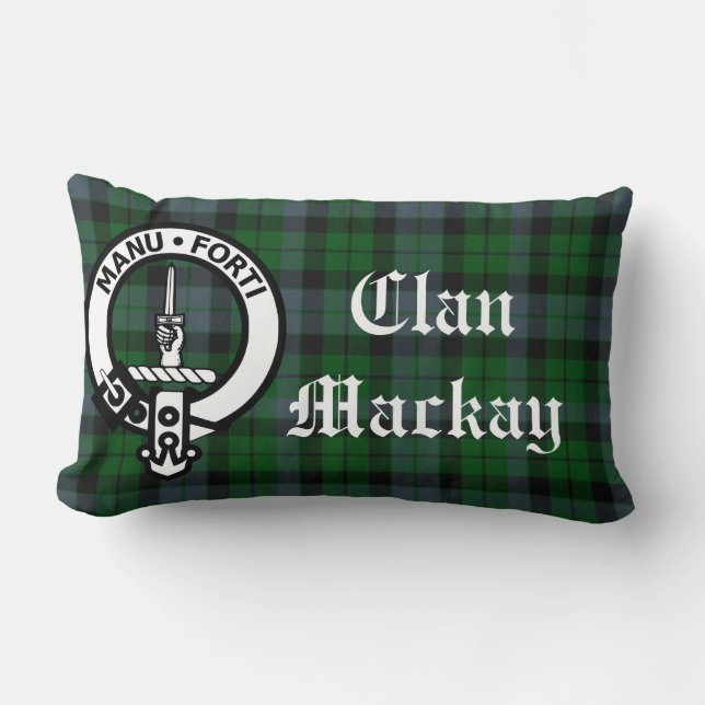 Coussin Rectangle Clan Mackay Crest Badge et Tartan (Recto)