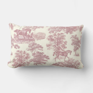 Coussin Rectangle Classé Élégant Chic Rose Cheval Toile de campagne