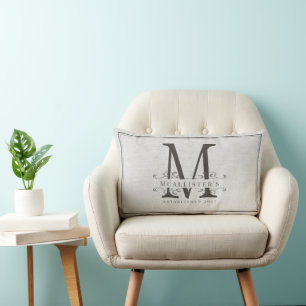 Coussin Rectangle Classic Family Monogramme Etabli Élégant Linge 