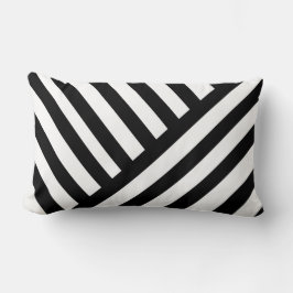 Coussin Rectangle Classic Stripes Diagonal Noir sur Blanc.