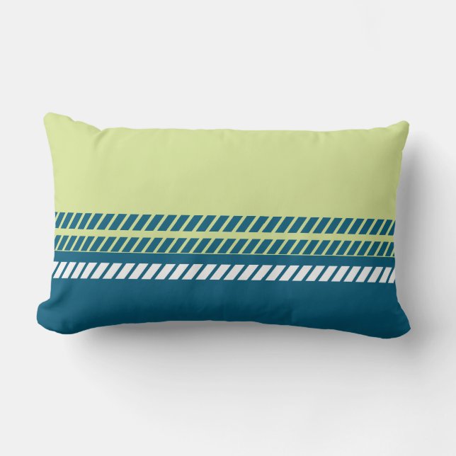 Coussin Rectangle Classic Teal and Lime with Stripes  (Recto)