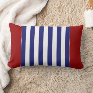 Coussin Rectangle Classique bleu et blanc rayé personnalisable