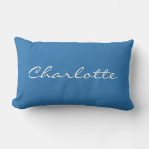 Coussin Rectangle Classique Bleu Personnalisé Écriture Nom Minimalis