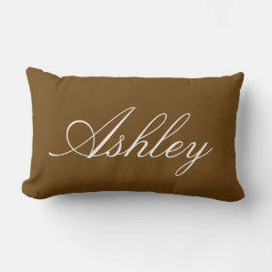 COUSSIN RECTANGLE CLASSIQUE MODERNE PERSONNALISÉ NOM MARRON FONCÉ ST