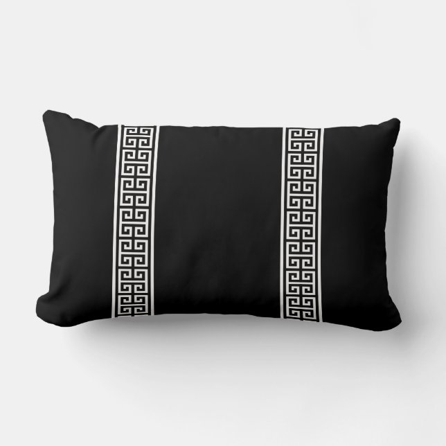 Coussin Rectangle Clé grecque noir et blanc (Recto)