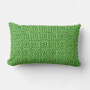 Coussin Rectangle Clé grecque, vert émeraude et chaux
