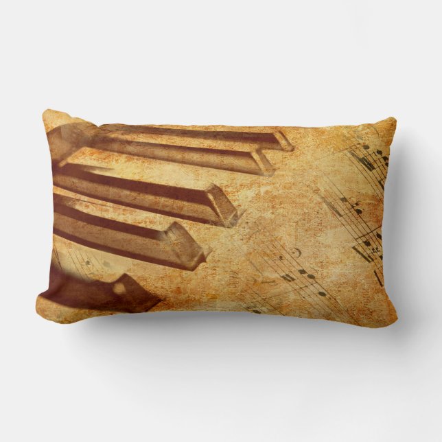 Coussin Rectangle Clés grunges de piano de feuille de musique (Recto)