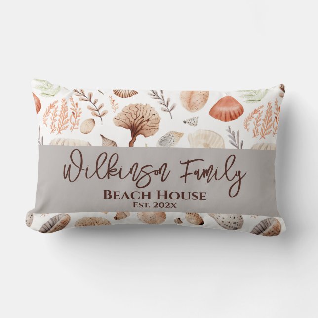 Coussin Rectangle Coastal Beach House Coques Balnéaires (Recto)