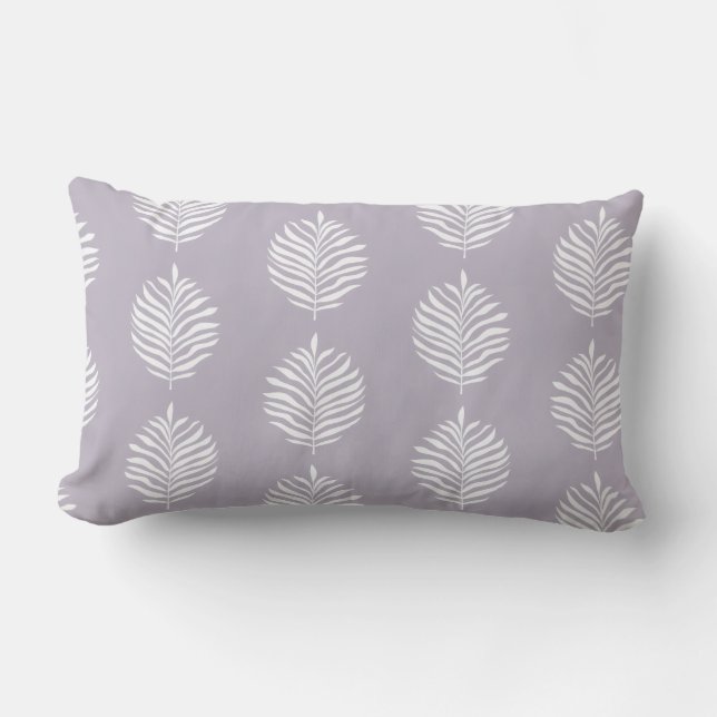 Coussin Rectangle Coastal Palm Leaf Pattern Misty Lilac Throw Pillow (Recto)