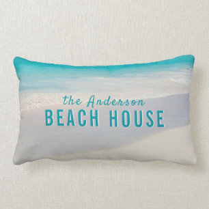Coussin Rectangle Coastal Sandy Beach Nom personnalisé "Beach House