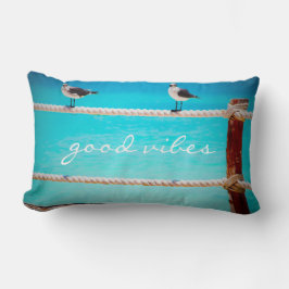 Coussin Rectangle Coastal Seagull Beach Bird Good Vibes Citation Scr