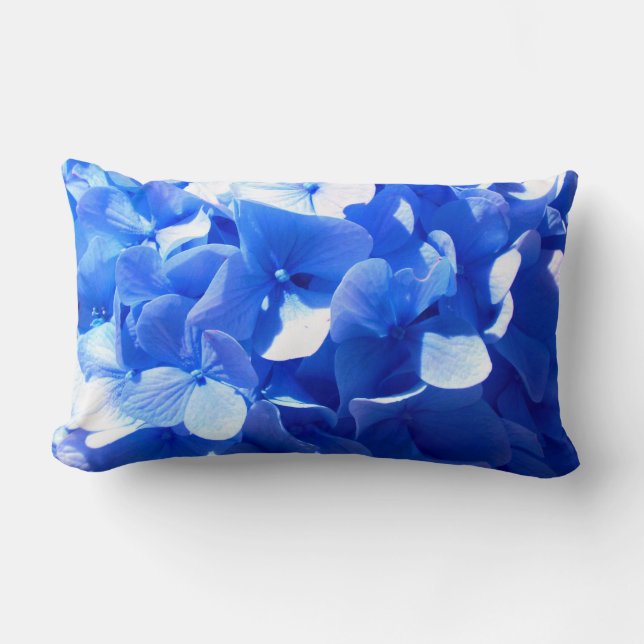 Coussin Rectangle Cobalt bleu floral élégant bleu hydrangées (Recto)