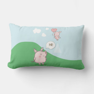 Coussin Rectangle Cochon Flottant mignon Dit Bonjour