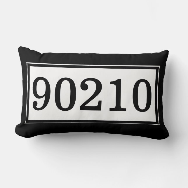 Coussin Rectangle Code postal personnalisé Noir et blanc classique (Recto)