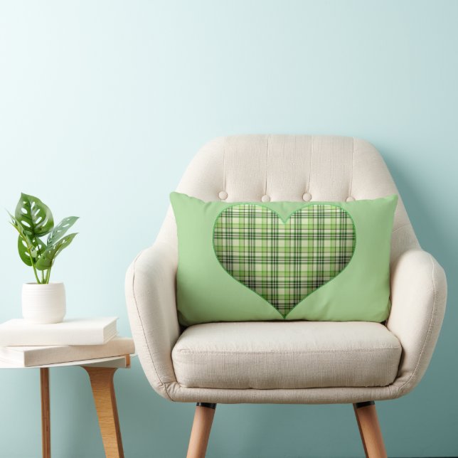 Coussin Rectangle Coeur feuilleté vert rétro St Patrick (Chaise)