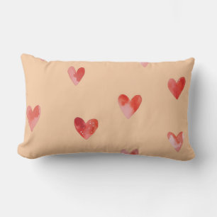 Coussin Rectangle Cœurs à l'aquarelle motif sans couture