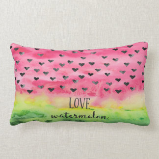 Coussin Rectangle Coeurs de pastèque d'amour d'aquarelle