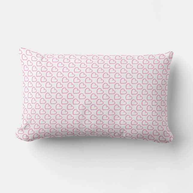 Coussin Rectangle Coeurs dessinés à la main motif rose sur blanc (Recto)
