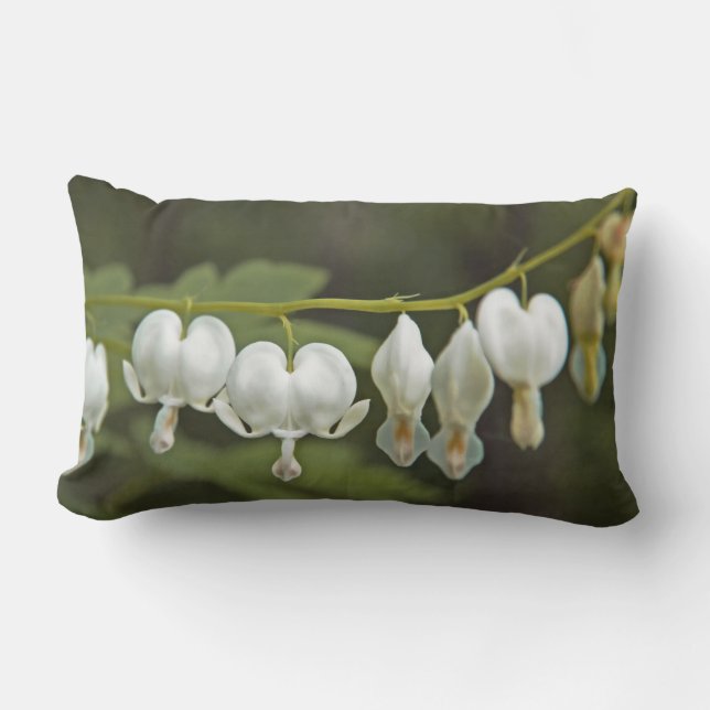 Coussin Rectangle Coeurs saignants blancs Dicentra Hunter Green et C (Recto)