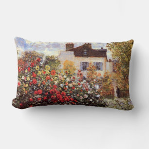 Coussin Rectangle Coin du jardin avec Dahlias Monet Art