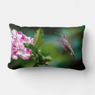 Coussin Rectangle Colibri à gorge rubis - Photographie originale