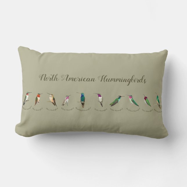 Coussin Rectangle Colibri nord-américain vert (Recto)