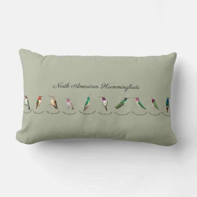Coussin Rectangle Colibri nord-américain vert (Recto)