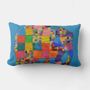 Coussin Rectangle Collage de patchwork d'éléphants mignons