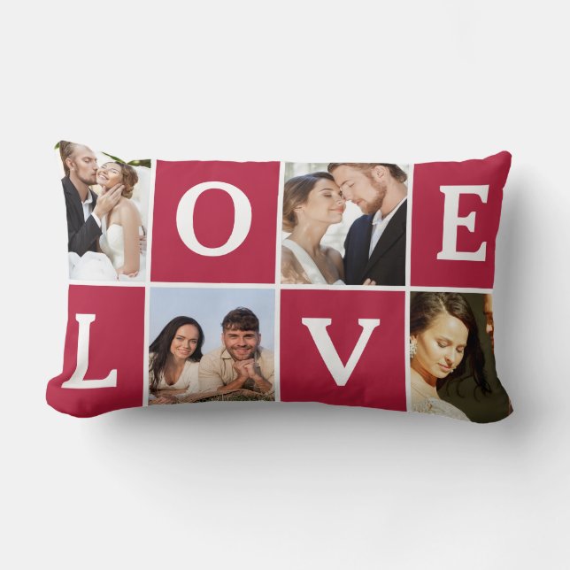 Coussin Rectangle Collage de photos d'amour Saint-Valentin (Recto)