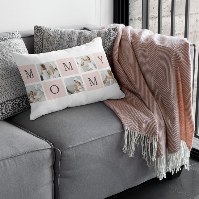 Coussin Rectangle Collage moderne Photo & Pastel Cadeau de maman ros (Créateur téléchargé)