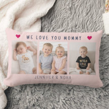 Collage personnalisé de 3 photos pour maman rose