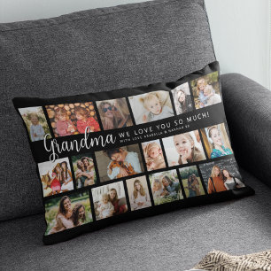 Coussin Rectangle Collage personnalisé Mamie 18 Photos