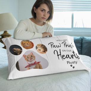 Coussin Rectangle Collage photo Empreinte de patte élégant en mémoir