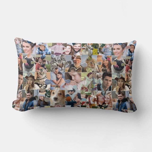 Coussin Rectangle Collage Photo Famille Personnalisé Forme 24 Pic Pu (Recto)