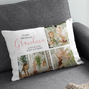 Coussin Rectangle Collage photo Joyeux Anniversaire moderne