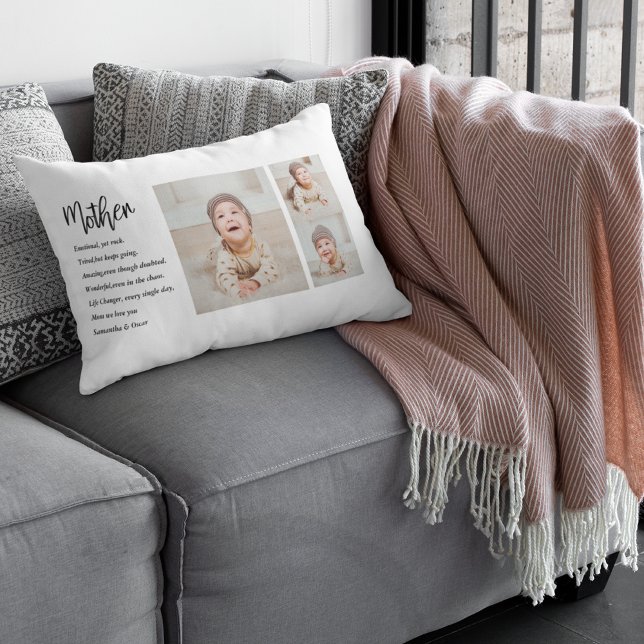 Coussin Rectangle Collage Photo & Meilleure Mère Citation Beau Cadea (Créateur téléchargé)