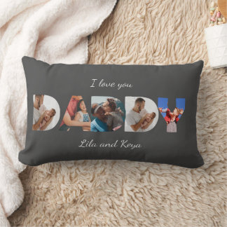 Coussin Rectangle Collage photo simple moderne personnalisé Script D